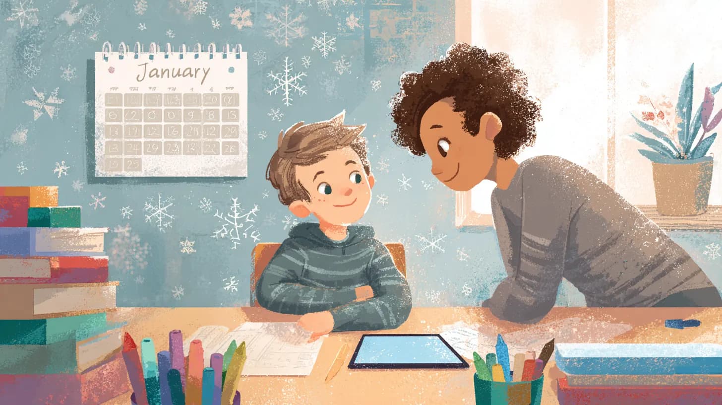 Family transitioning from holiday to school routines