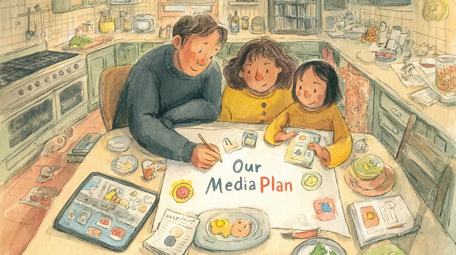 Family creating their personalized media plan together